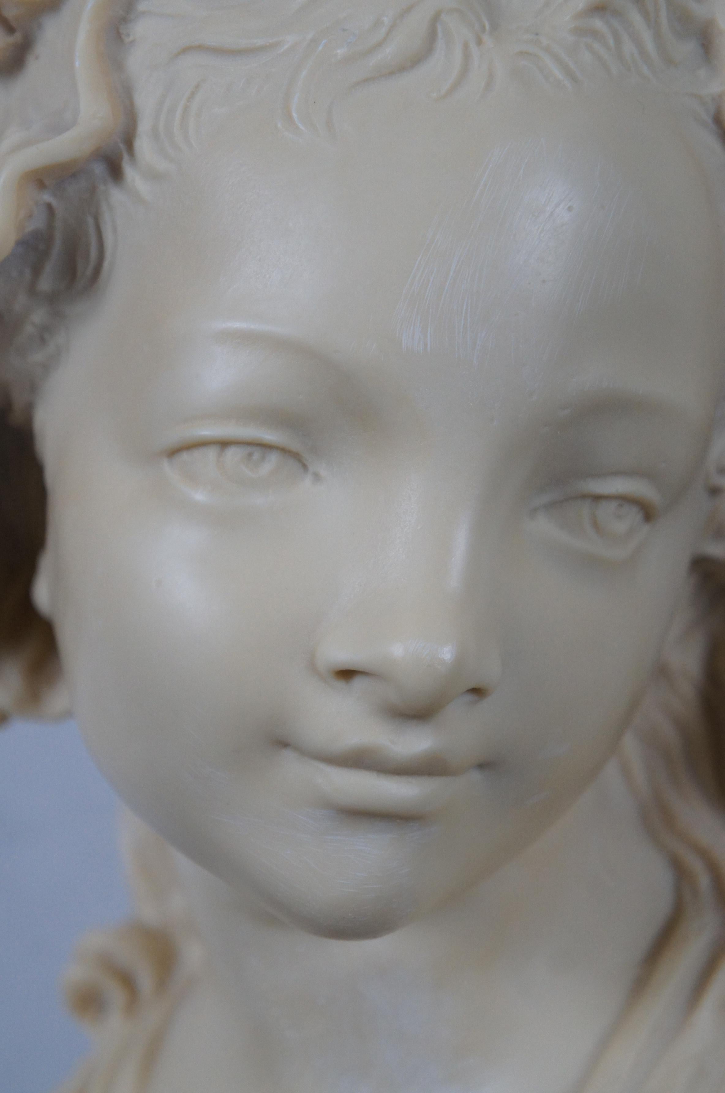 French Provincial Vintage Grinam Niam Paris French Peasant Girl Bust Sculpture