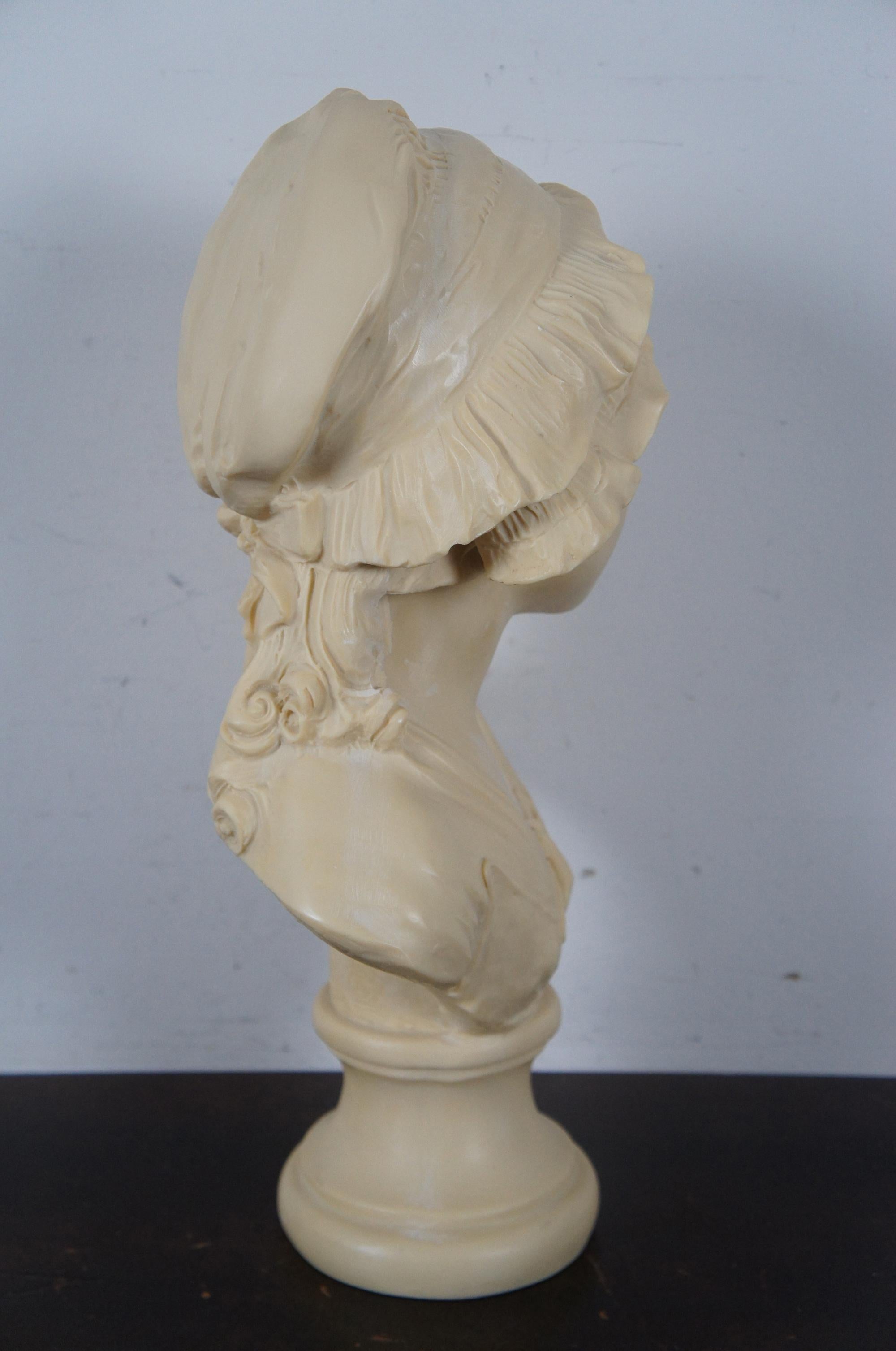 Vintage Grinam Niam Paris French Peasant Girl Bust Sculpture In Good Condition In Dayton, OH