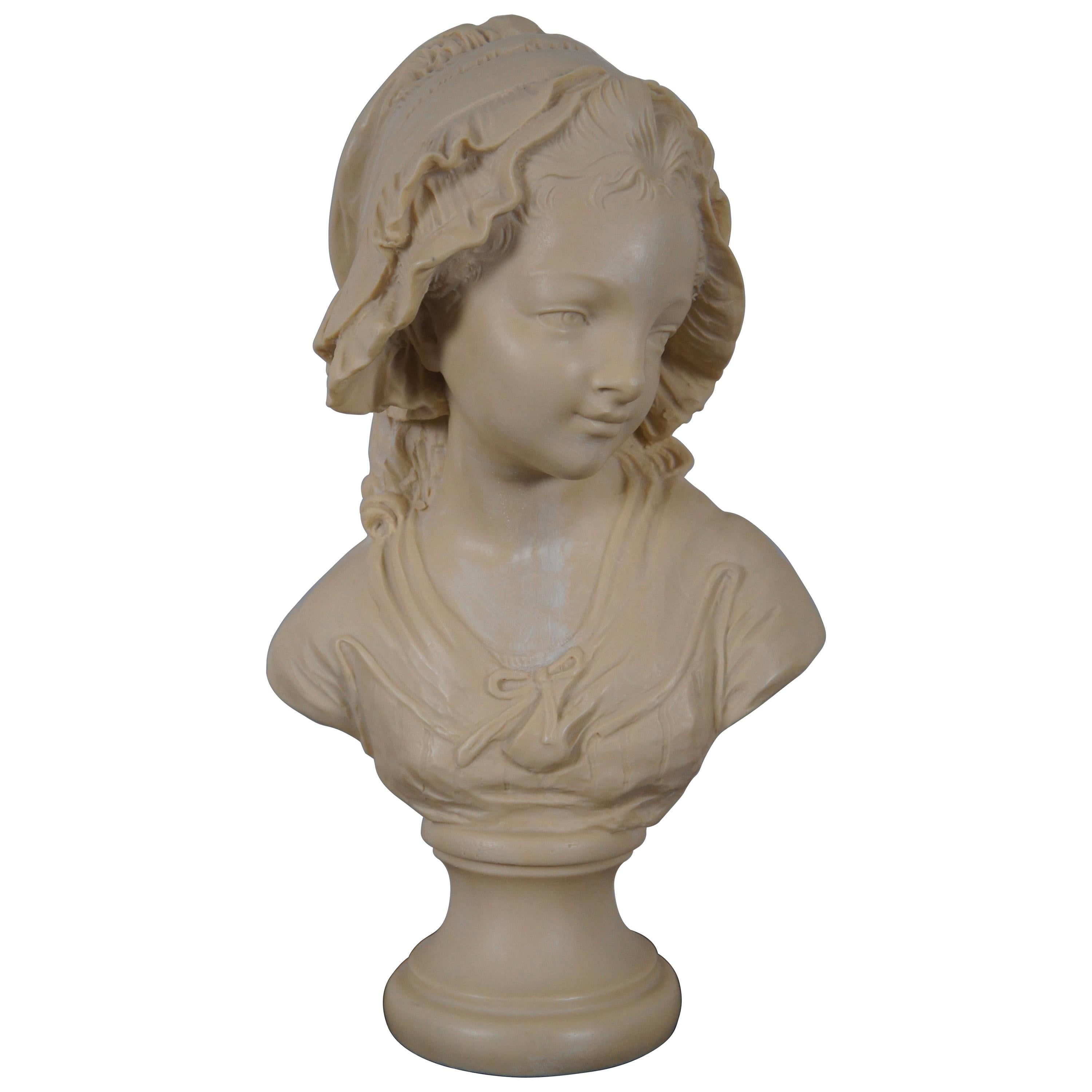 Vintage Grinam Niam Paris French Peasant Girl Bust Sculpture