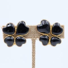 Boucles d'oreilles vintage Gripoix en verre noir 1980