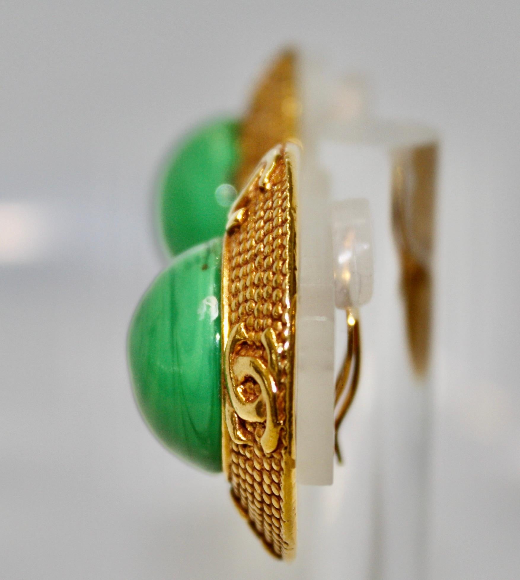 Vintage Gripoix for Chanel Green Clip Earrings Circa 1970s 2