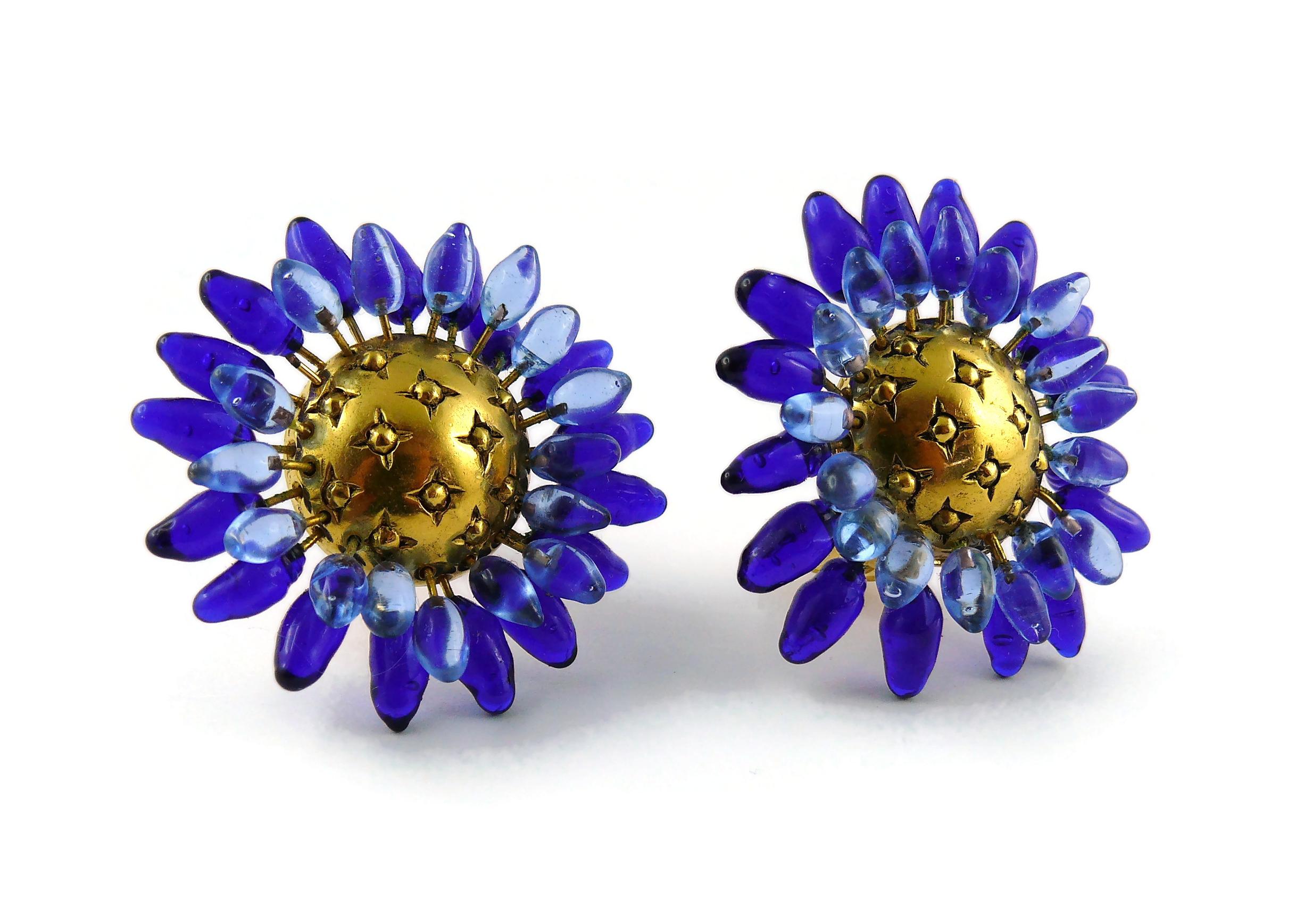 Vintage Gripoix Glass Clip-On Earrings In Fair Condition For Sale In Nice, FR