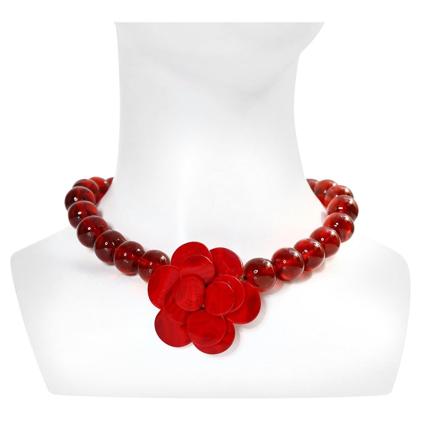 Vintage Gripoix Paris Flower Necklace Circa 1980s