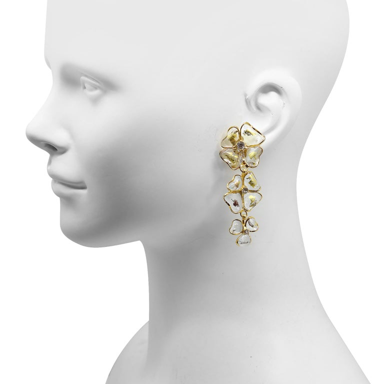 Boucles D'Oreilles Vintage En Verre Vert - Années 80, Fermoir Clous, Alliage