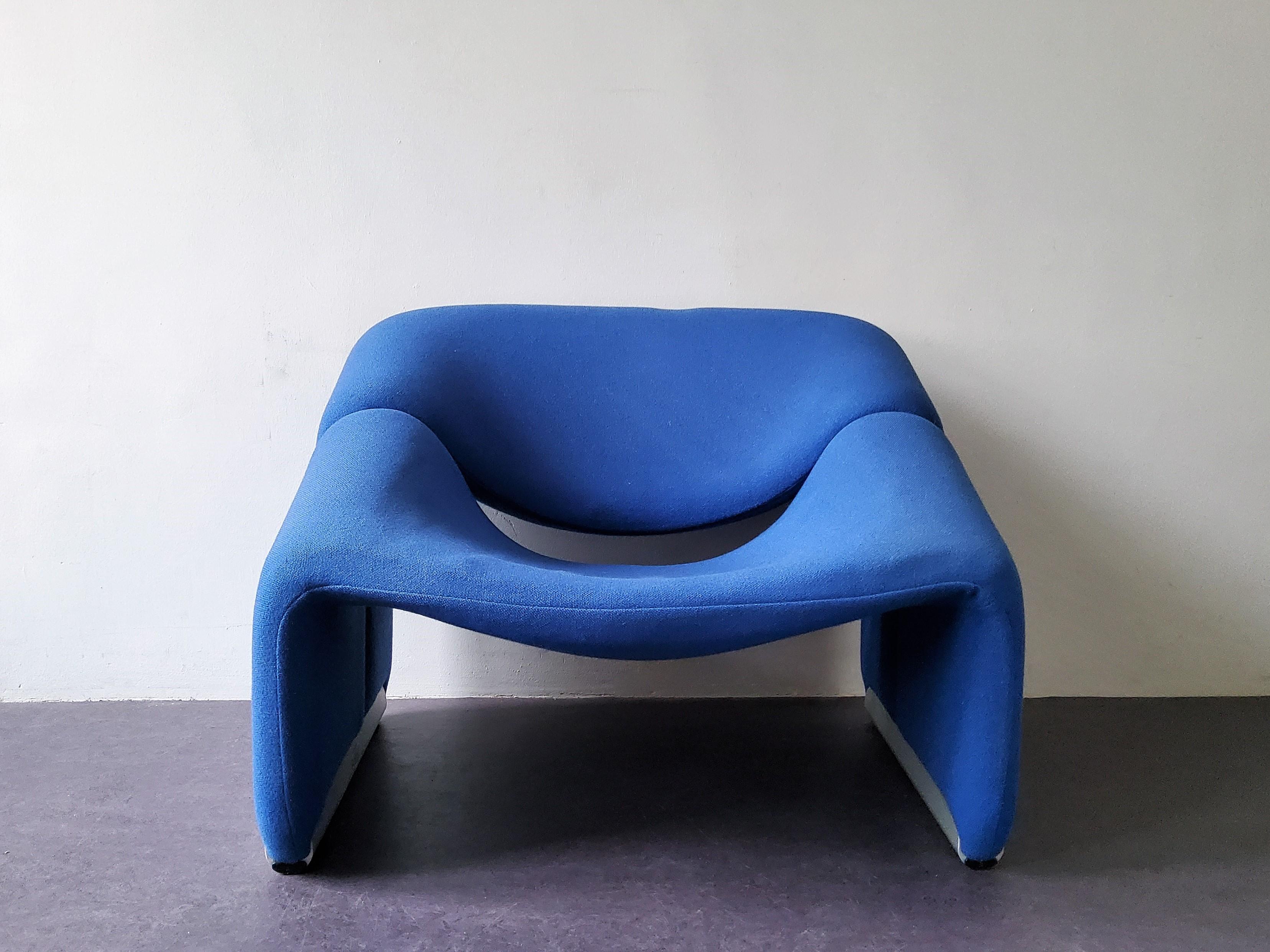 Vintage 'Groovy' or F598 Lounge Chair in Blue by Pierre Paulin for Artifort In Good Condition In Steenwijk, NL