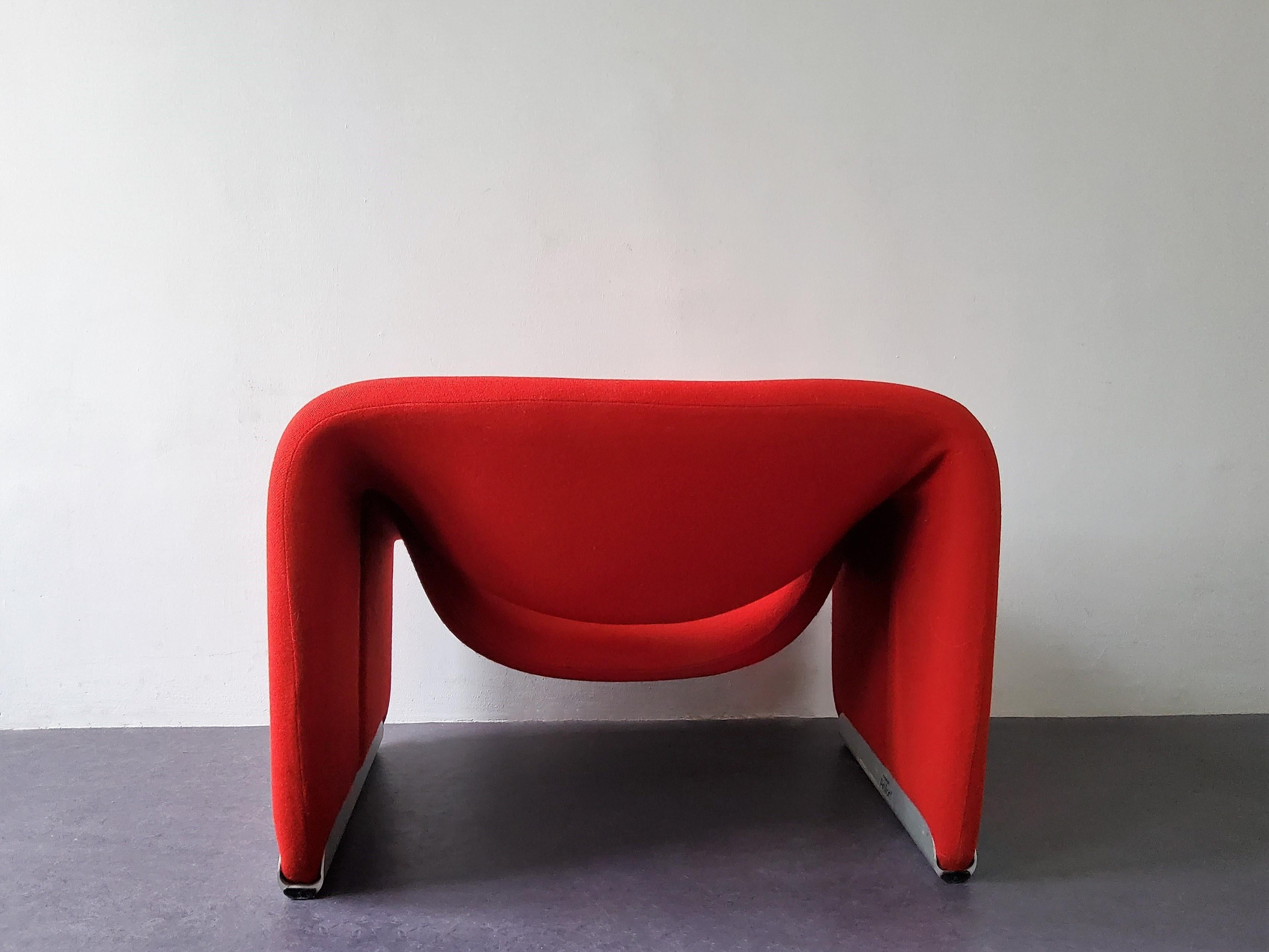 Mid-Century Modern Vintage 'Groovy' or F598 Lounge Chair in Red by Pierre Paulin for Artifort