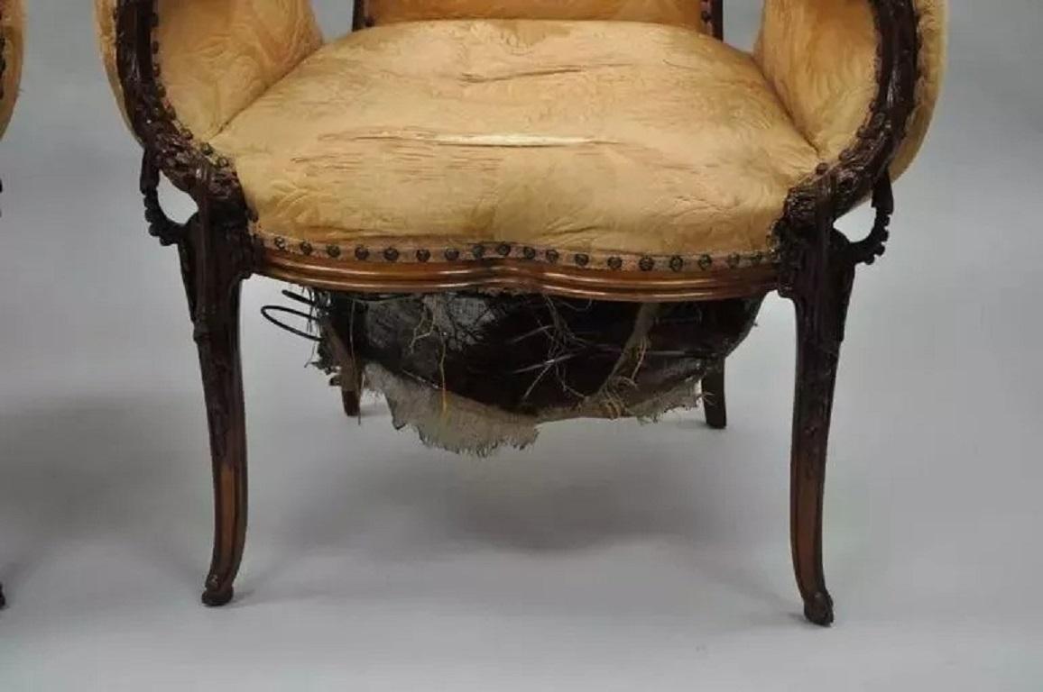 Paire de chaises de cheminée vintage Grosfeld House French Hollywood Regency en acajou en vente 1