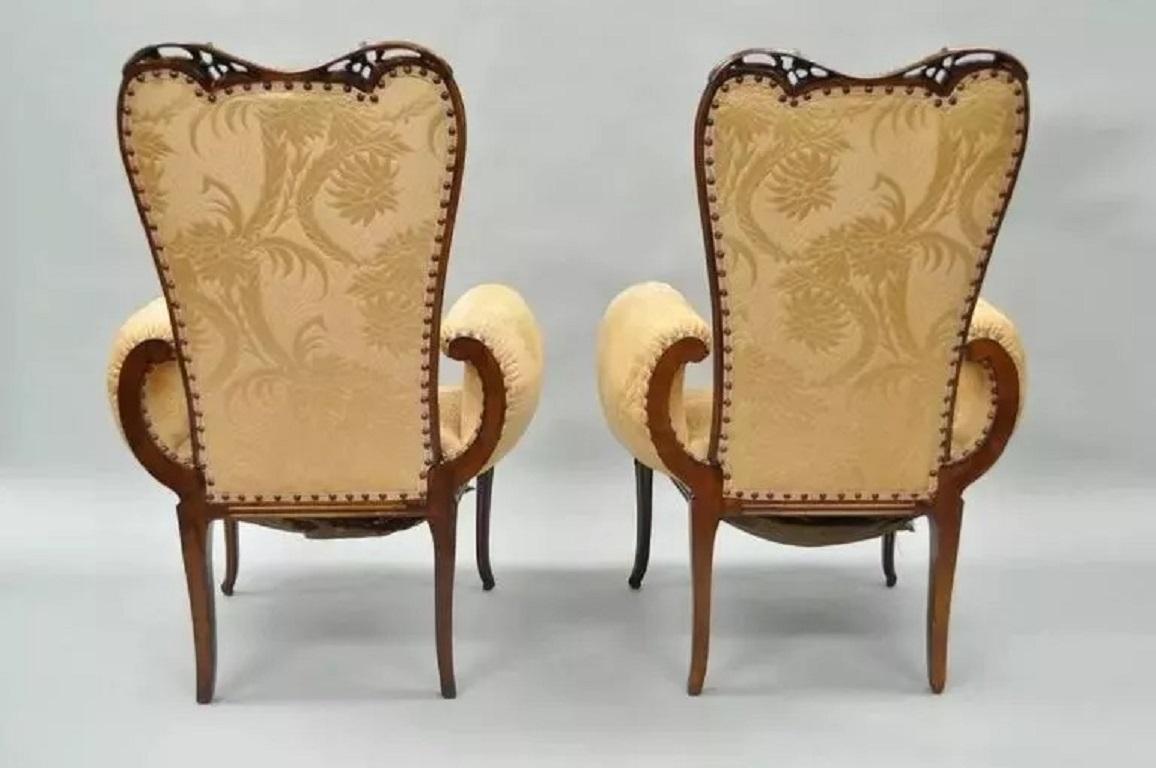 Paire de chaises de cheminée vintage Grosfeld House French Hollywood Regency en acajou en vente 2