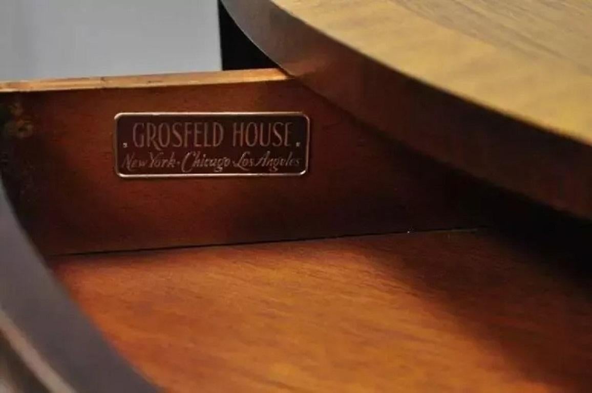 Vintage Grosfeld House Regency Mahogany & Rosewood 3 Drawer Pedestal Drum Table For Sale 5