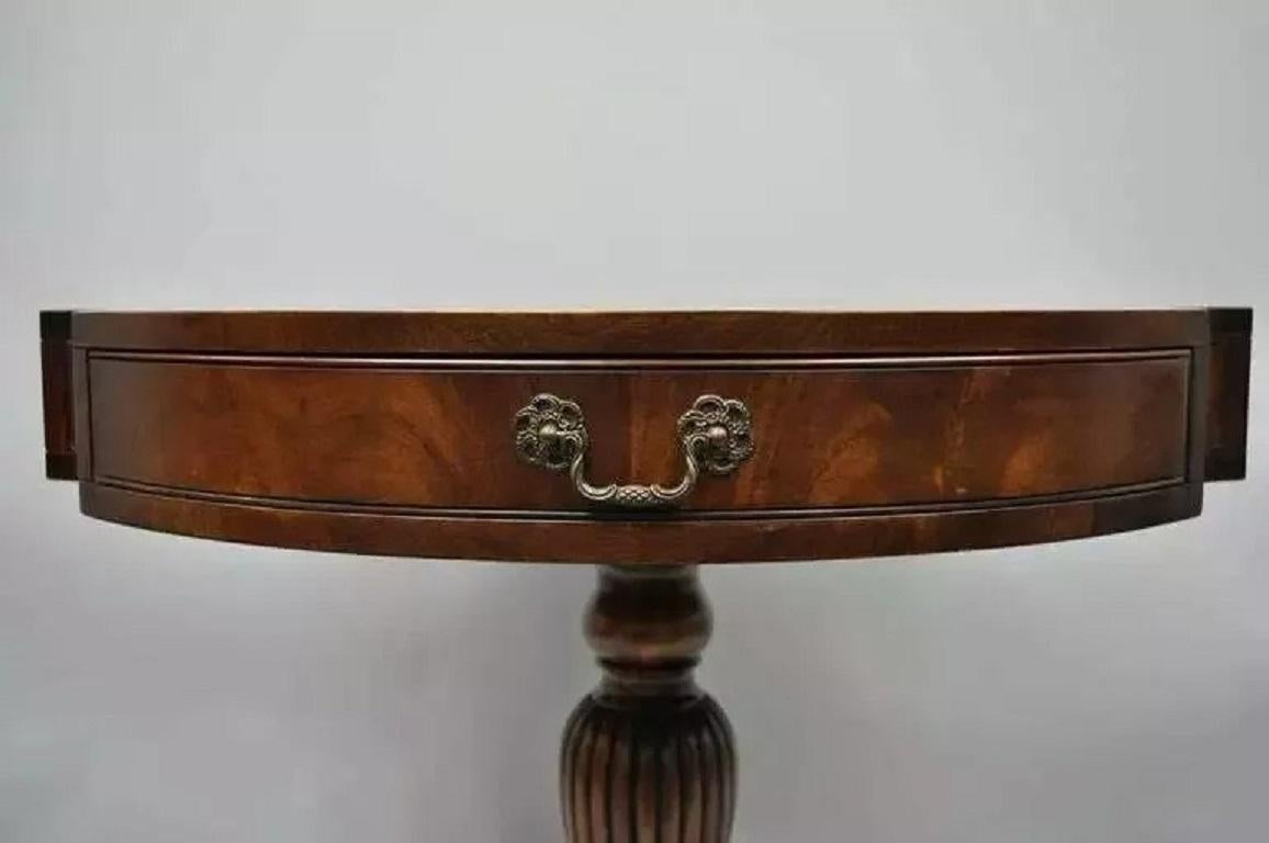 Vintage Grosfeld House Regency Mahogany & Rosewood 3 Drawer Pedestal Drum Table For Sale 6