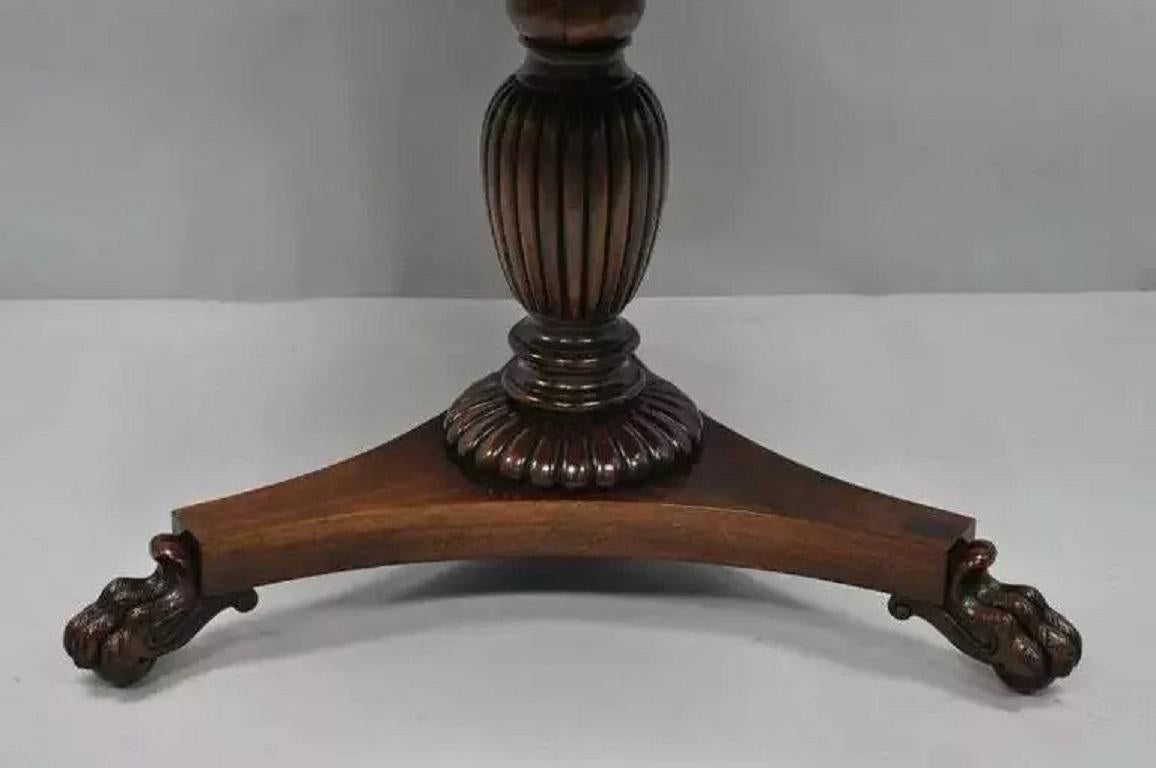 Vintage Grosfeld House Regency Mahogany & Rosewood 3 Drawer Pedestal Drum Table In Good Condition For Sale In Philadelphia, PA