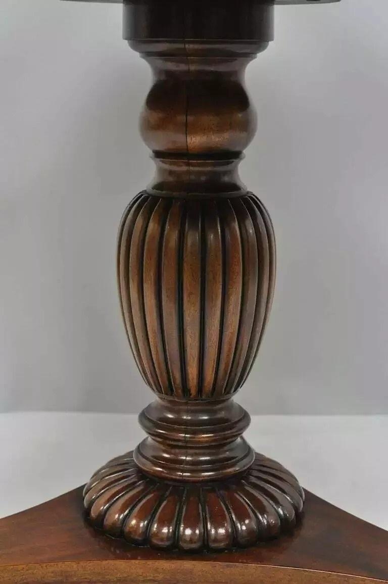 Vintage Grosfeld House Regency Mahogany & Rosewood 3 Drawer Pedestal Drum Table For Sale 3