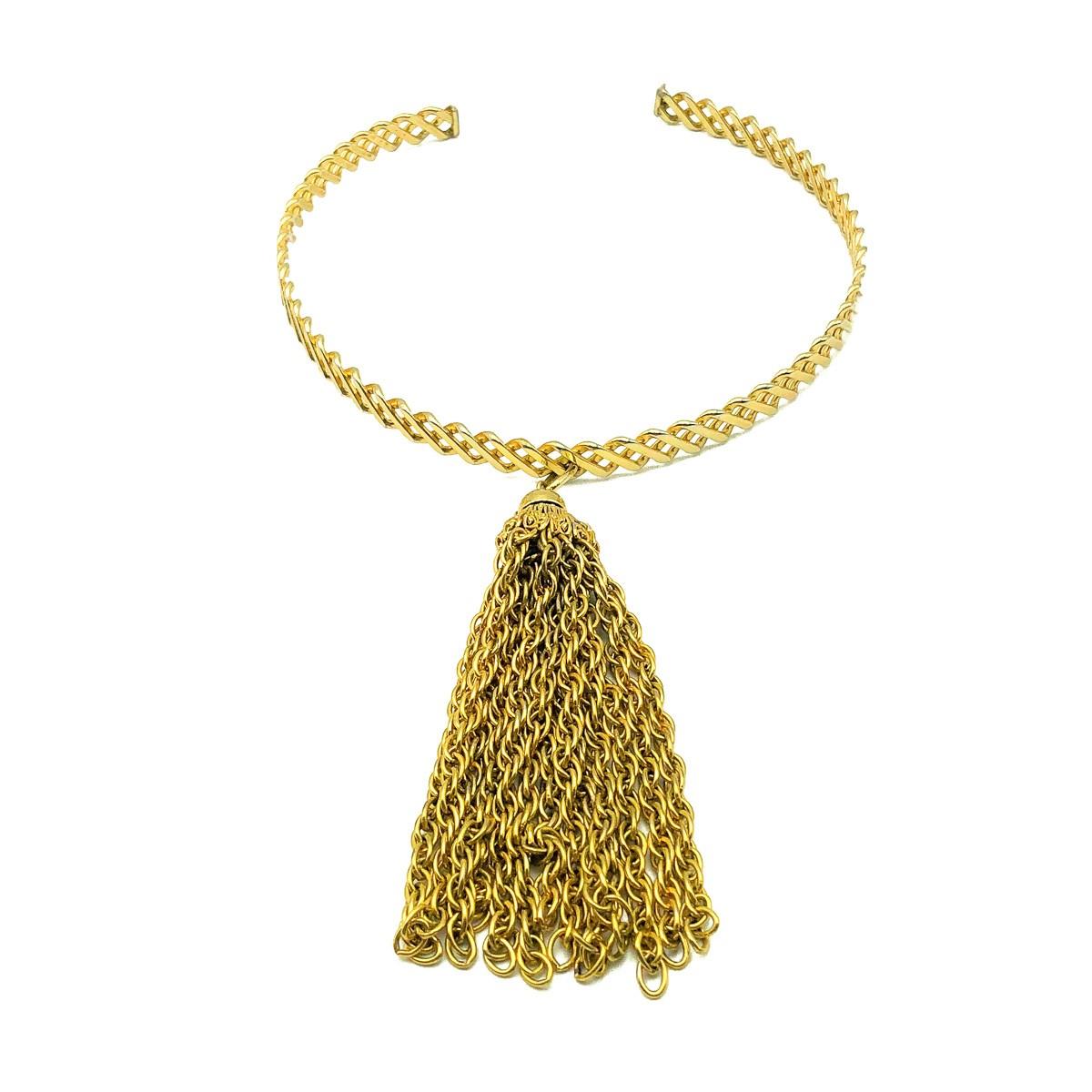 Vintage Grossé Kette Tassle Rigid Choker Halskette 1970 für Damen oder Herren im Angebot