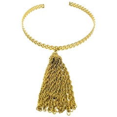 Retro Grossé Chain Tassle Rigid Choker Necklace 1970