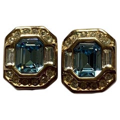 Vintage Grosse Crystal Clip On Earrings .