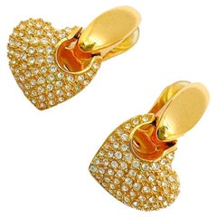 Vintage Grossé Crystal Heart Drop Earrings 1980s