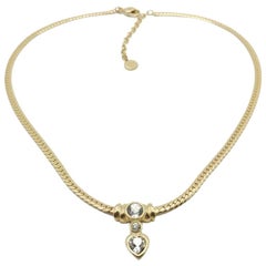 Collier vintage en forme de coeur en cristal de Grosse