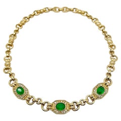 Vintage Grossé Emerald Crystal Chain Choker 1980s