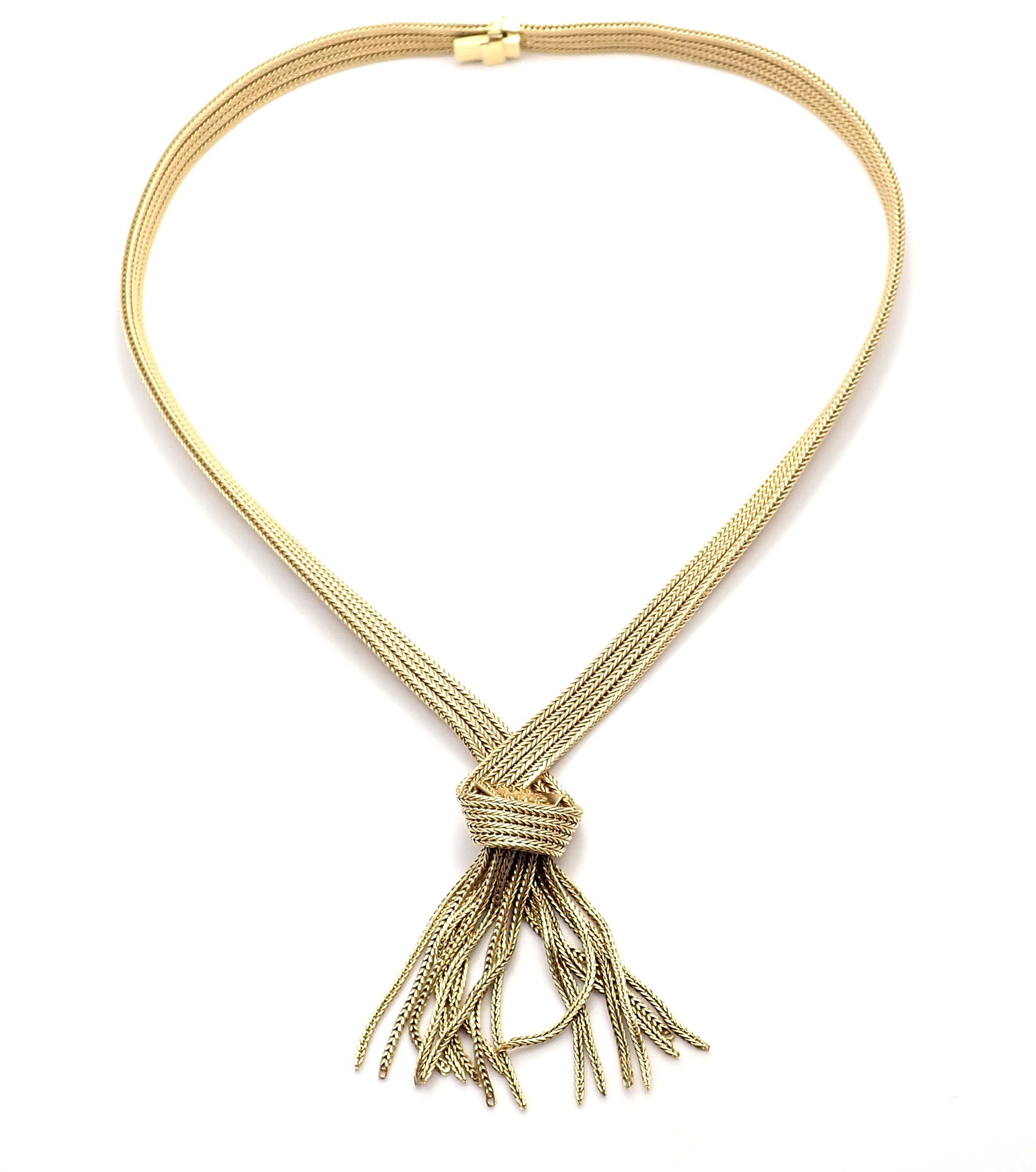 18k Yellow Gold Vintage Tassel Solid Yellow Gold Necklace by Grosse Germany circa 1962.
Details: 
Weight: 63.2 grams
Chain Length 16.5
