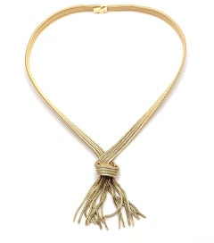 Vintage Grosse Germany Tassel Solid Yellow Gold Necklace, circa 1962