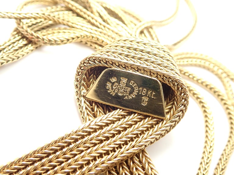Vintage Grosse Germany Tassel Solid Yellow Gold Necklace, circa 1962 at