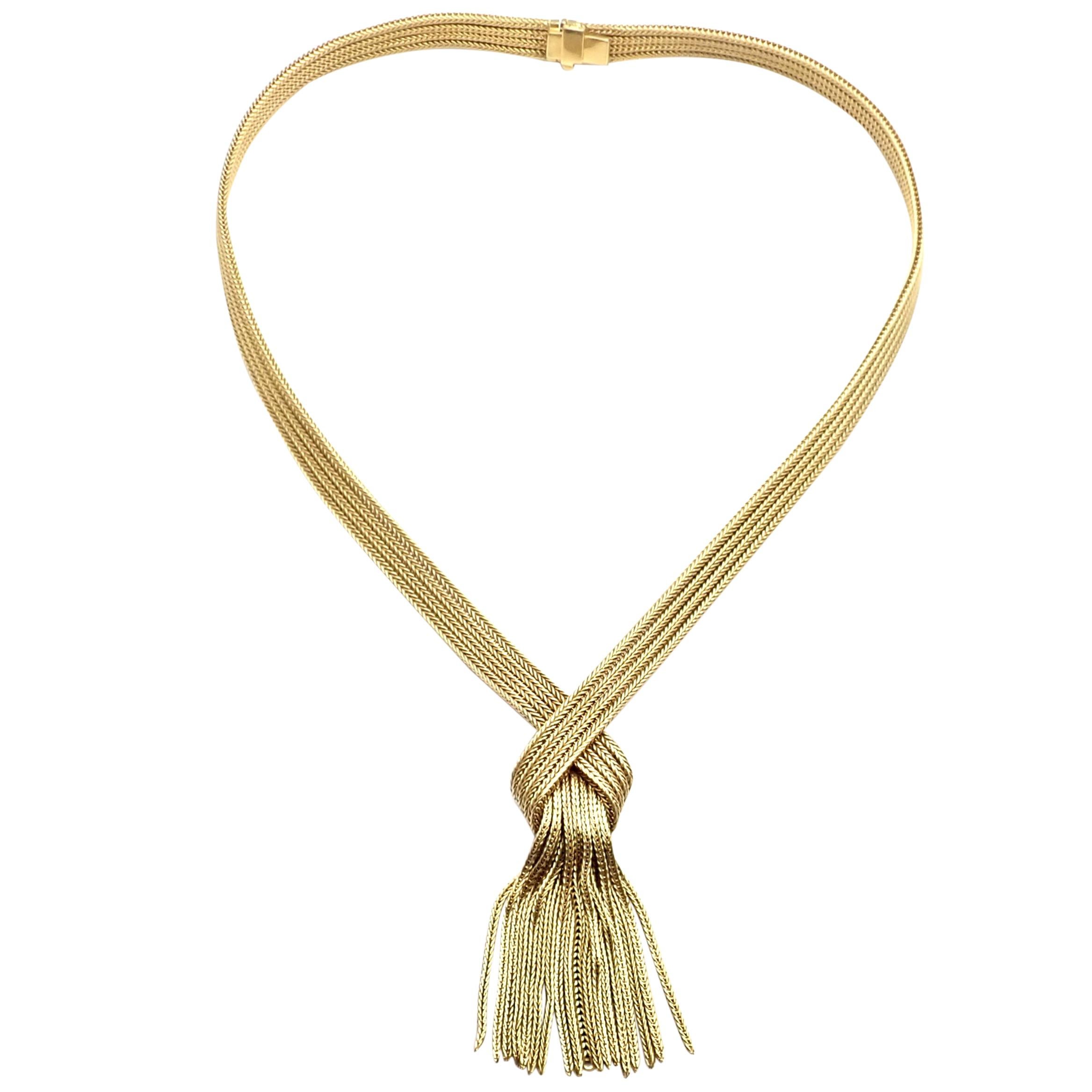 Vintage Grosse Germany Tassel Solid Yellow Gold Necklace, circa 1962