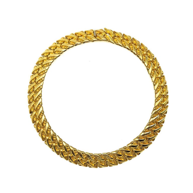 Vintage Grosse Gold Herringbone Style Collar 1971 at 1stDibs