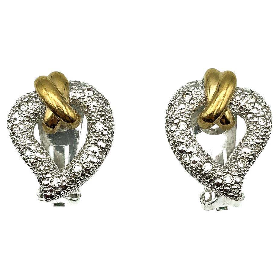 Grossé, boucles d'oreilles vintage en cristal en forme de cœur, années 1980