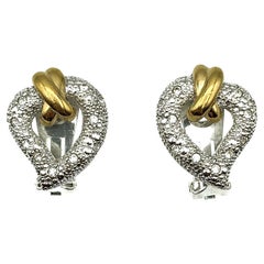 Retro Grossé Heart Crystal Earrings 1980s