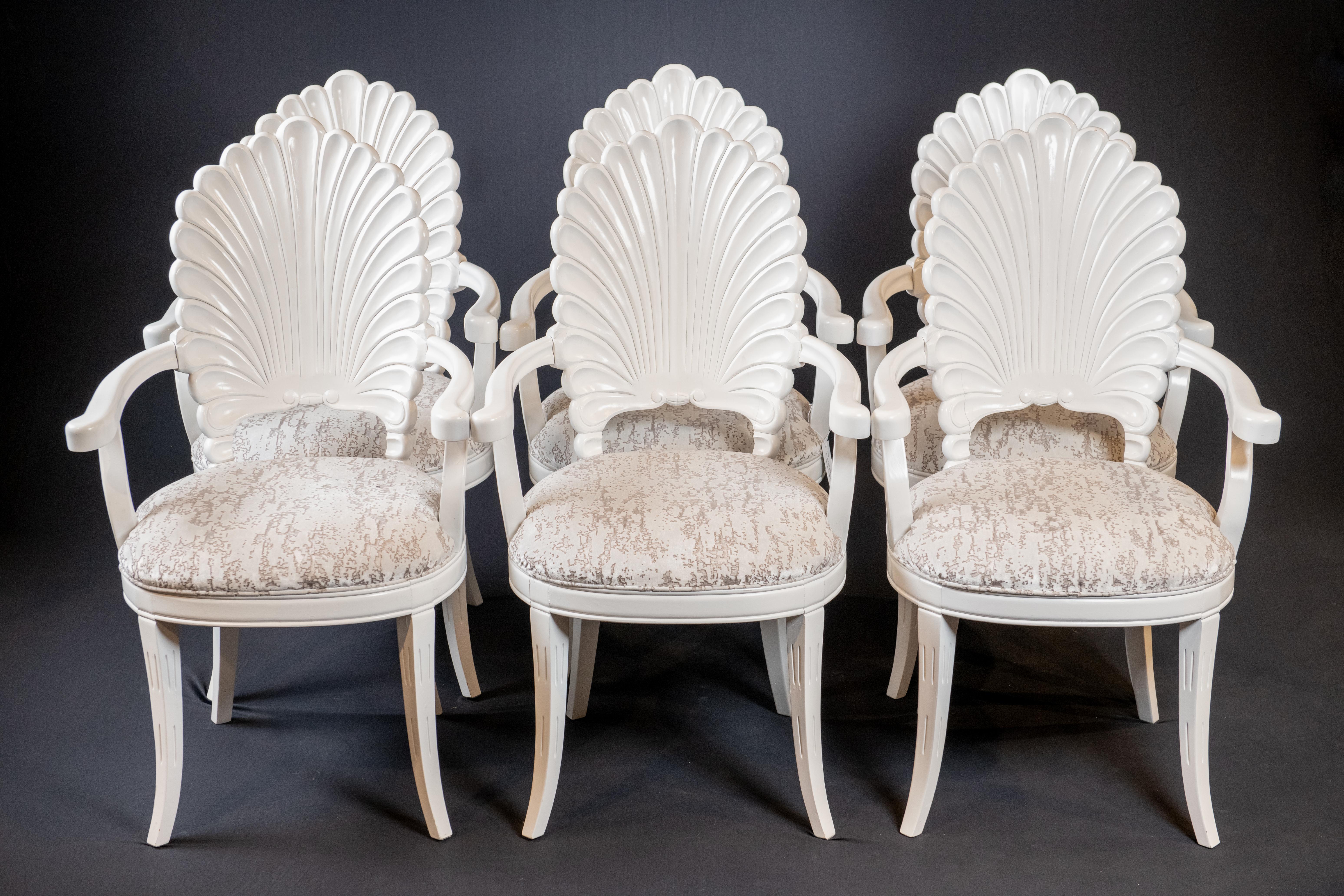 Vintage Grotto Style Shell Back Dining Chairs. 6er-Set (20. Jahrhundert) im Angebot