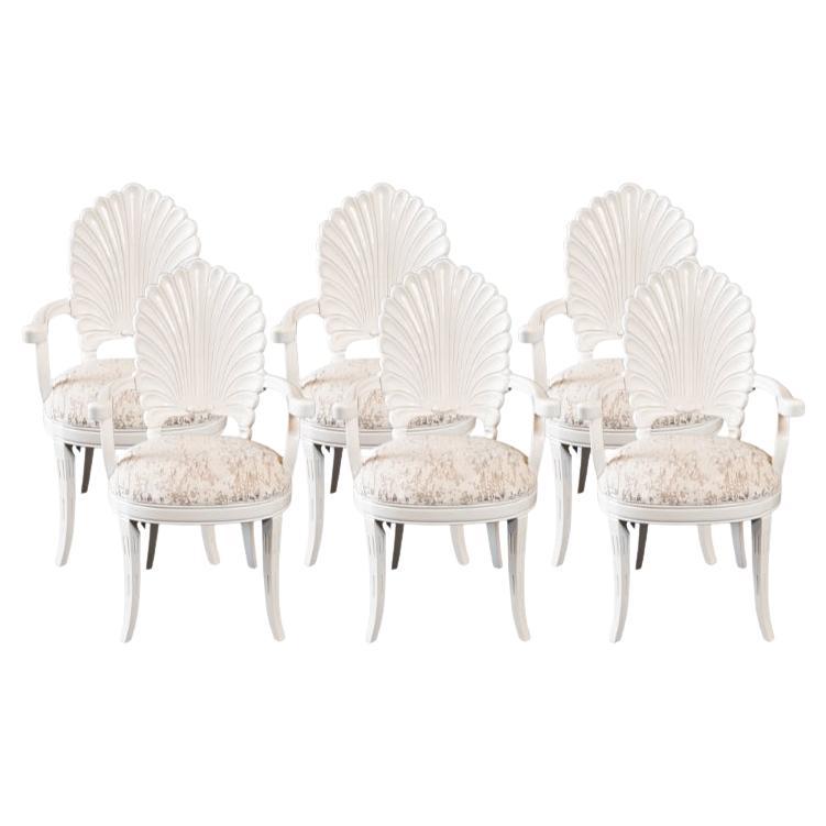 Vintage Grotto Style Shell Back Dining Chairs. Set of 6