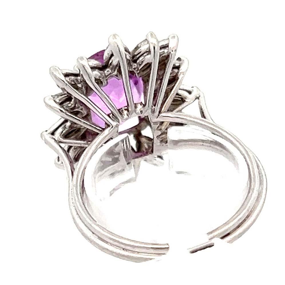 Certified Pink Sapphire Gemstone and Diamond Cocktail Ring For Sale 1