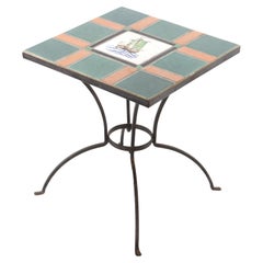 Vintage Grueby School Arts & Crafts Wrought Iron Tile Top Table c1920