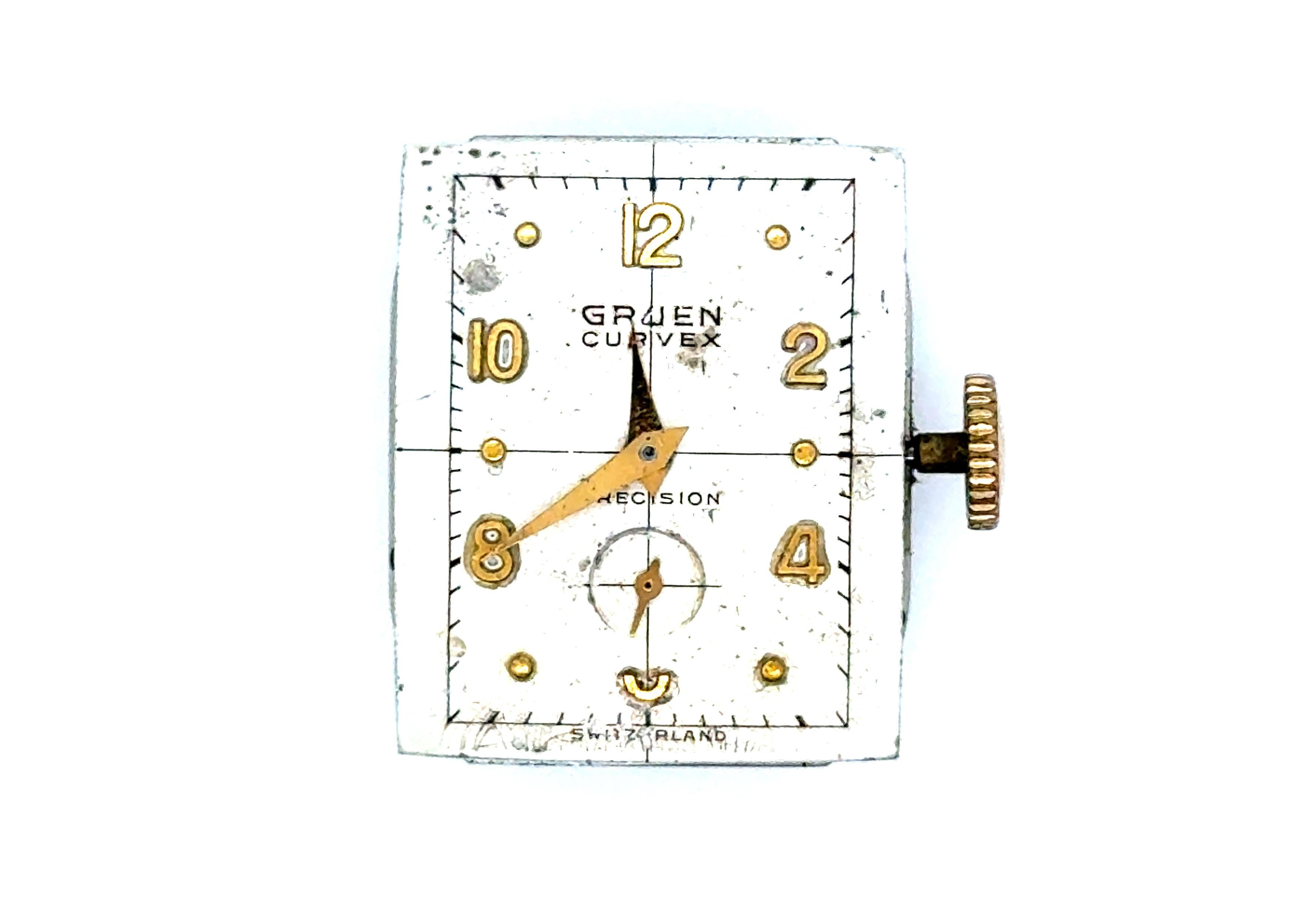 Reloj de pulsera Vintage Gruen Curvex Precision Manual Wind Antique Retro 1940's en Excelente estado para la venta en Dearborn, MI