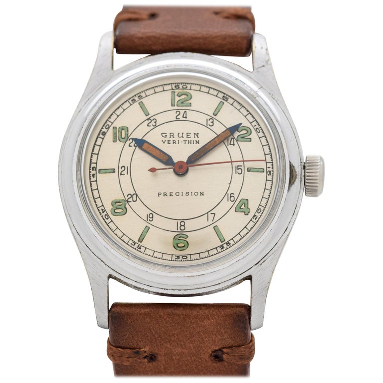 Vintage Gruen Veri-Thin Precision Stainless Steel Watch, 1950s For Sale ...