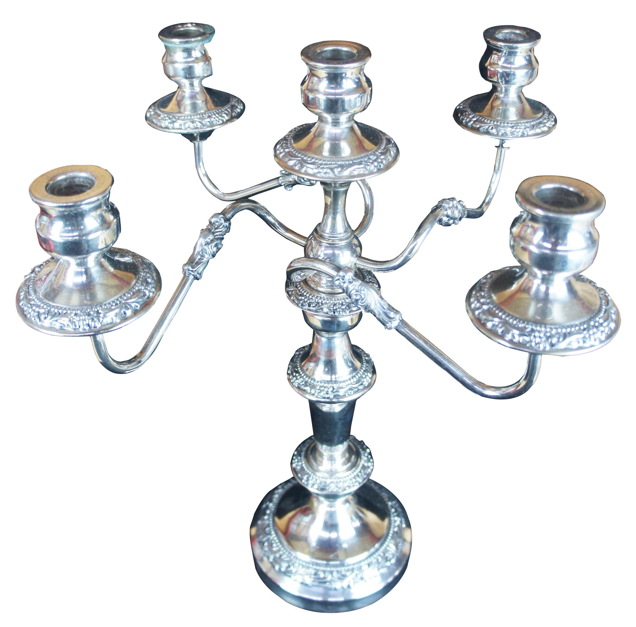 5 arm silver plated candelabra