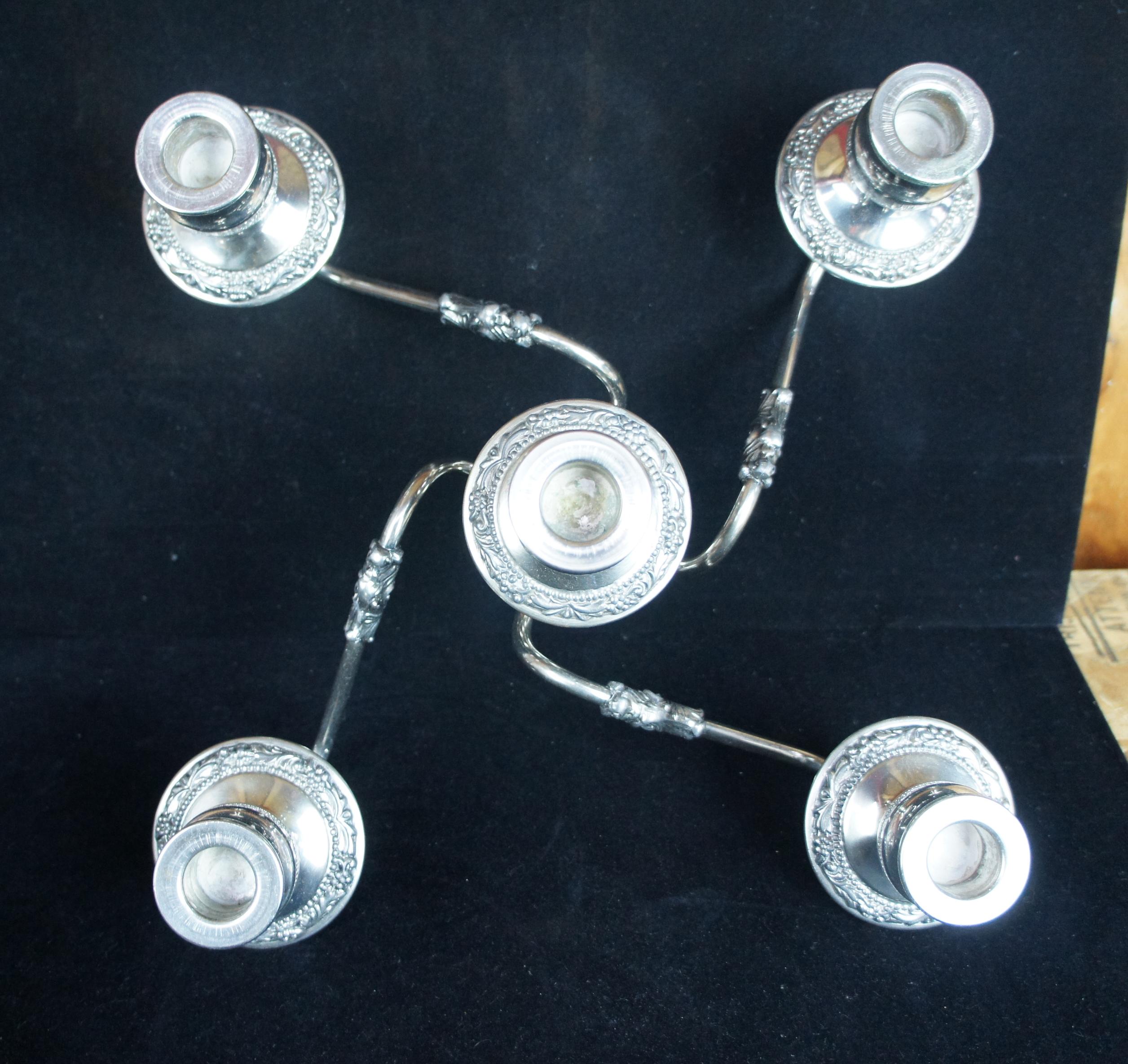 Vintage GSC 5 Arm Goldfeder Silver Plated Candelabra Candle Holder Candlestick In Good Condition In Dayton, OH