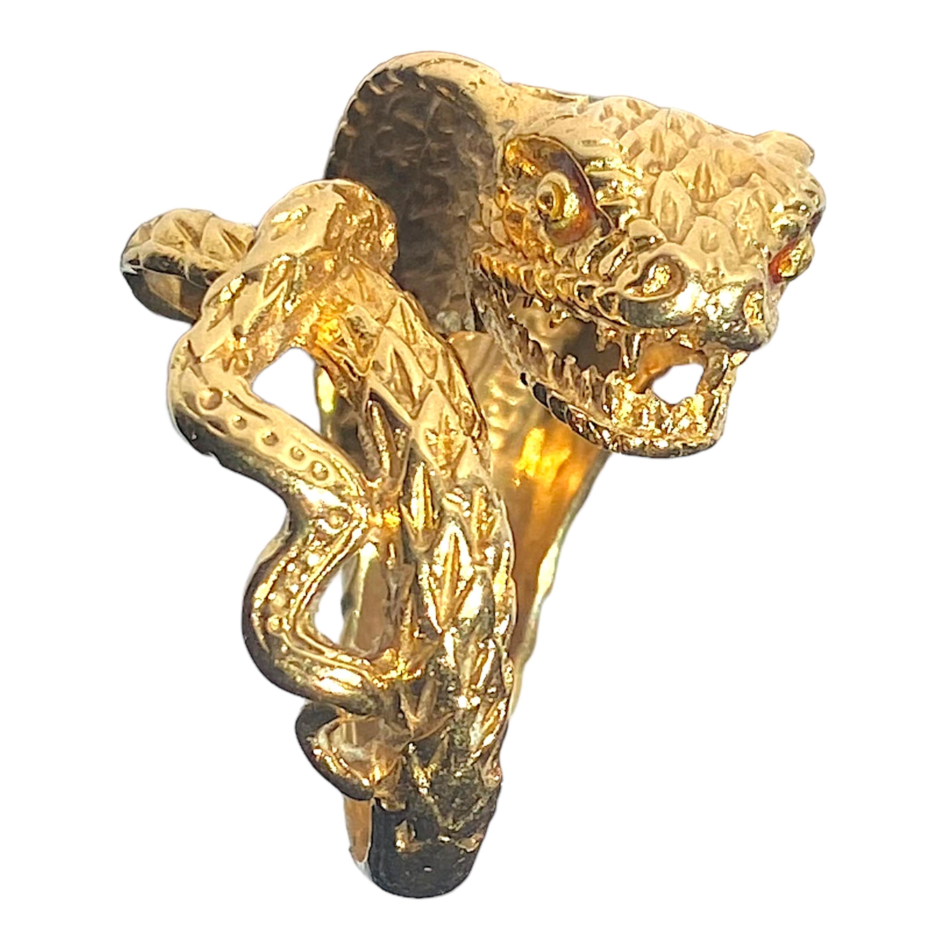 Vintage GSM Greece 18K Enamel Cobra Ring 1