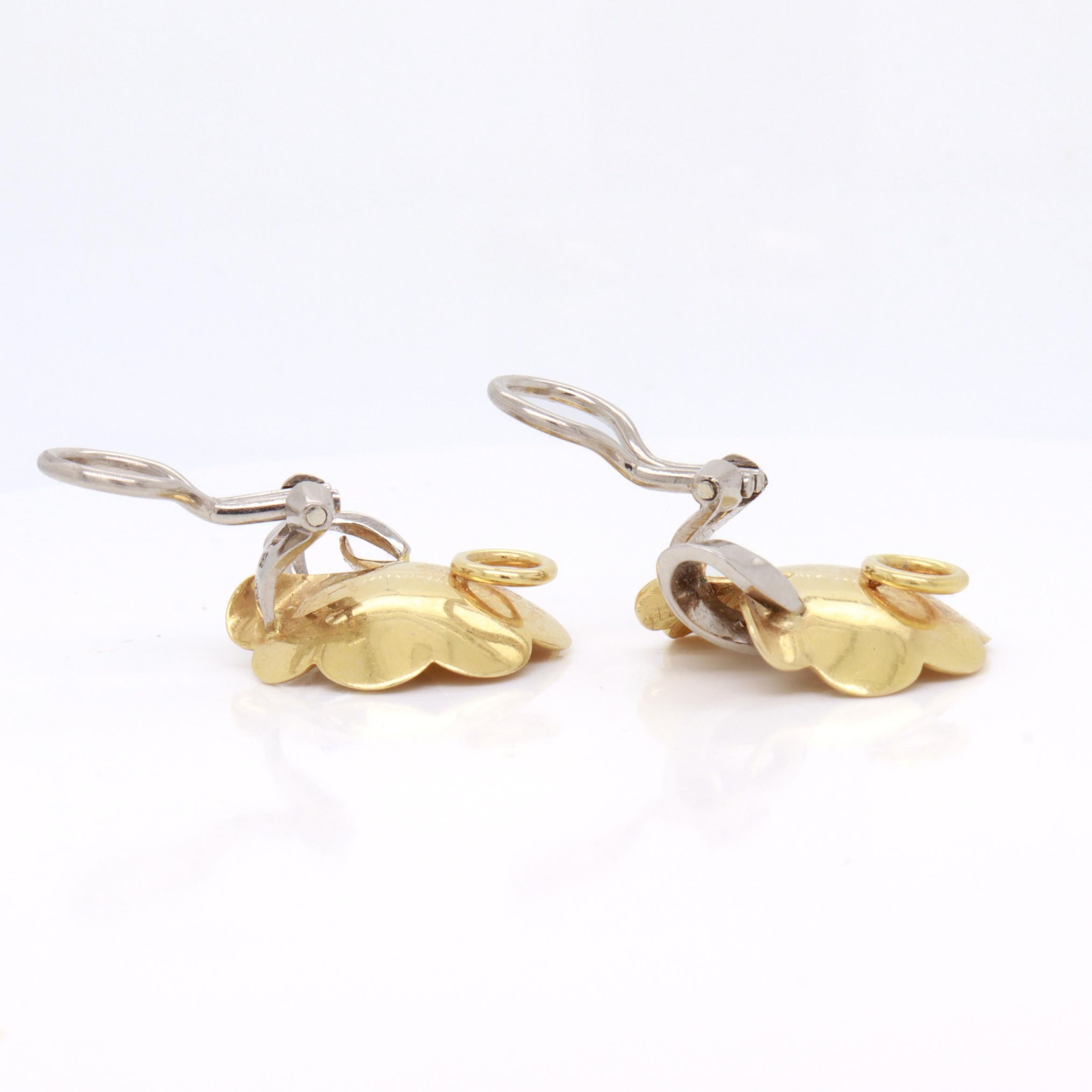 Vintage Gübelin 18K Gold & Diamant florale Clip-Ohrringe im Angebot 4