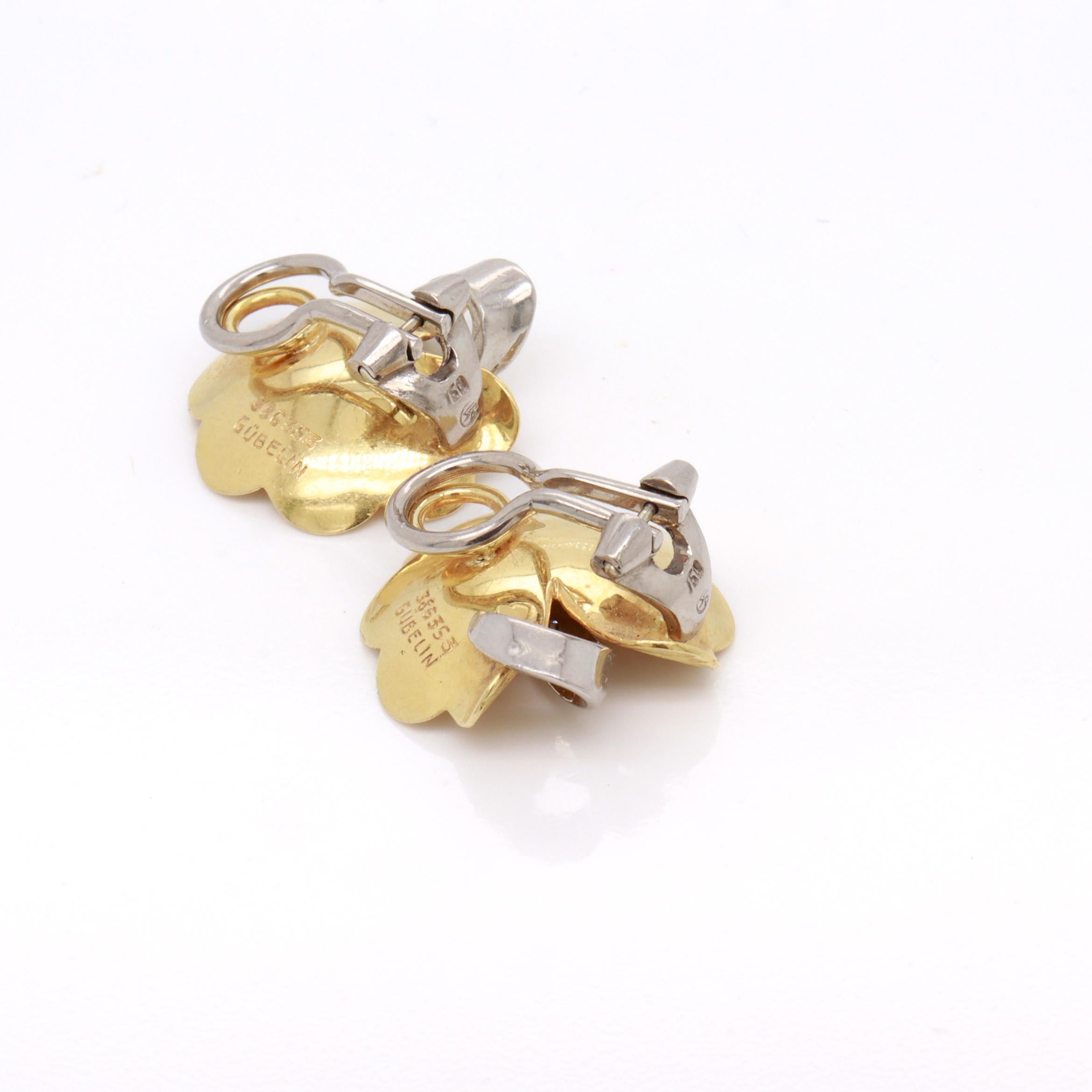 Vintage Gübelin 18K Gold & Diamant florale Clip-Ohrringe im Angebot 6
