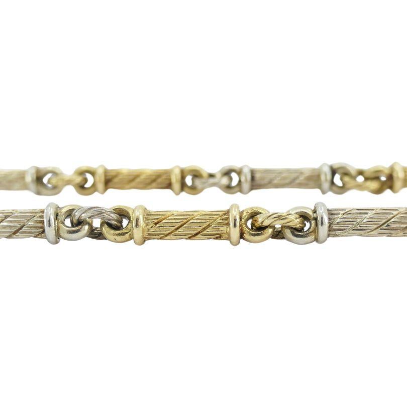 Vintage Gübelin 18k Two-tone Gold Barrel Link Chain Necklace Unisexe en vente