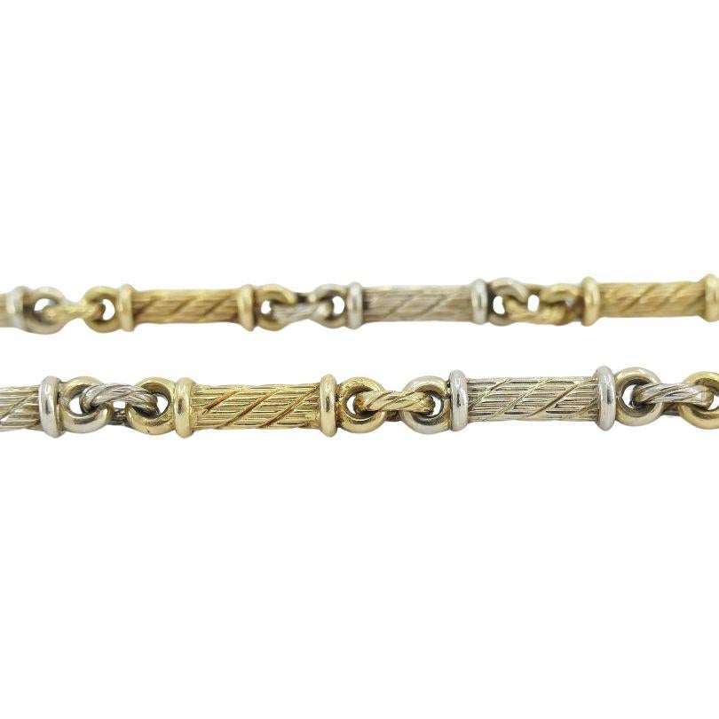 Vintage Gübelin 18k Two-tone Gold Barrel Link Chain Necklace en vente 1