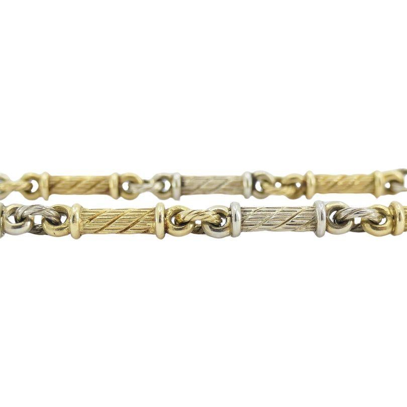 Vintage Gübelin 18k Two-tone Gold Barrel Link Chain Necklace en vente 2