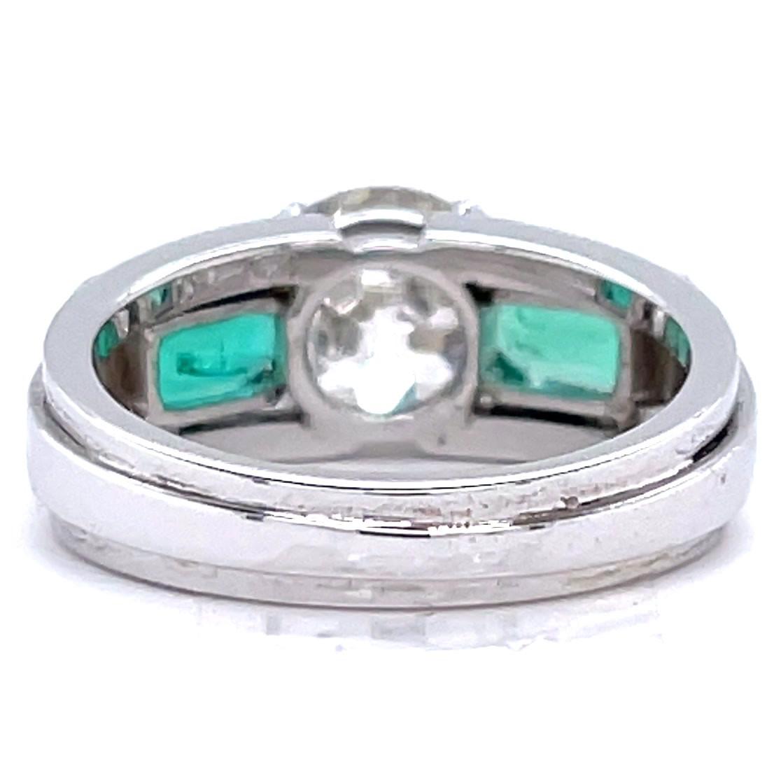 Vintage Gubelin GIA 2.26 Carat Old European Cut Diamond Emerald Ring 2