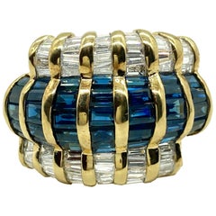 Vintage Gubelin Sapphire and Diamond Yellow Gold Ring