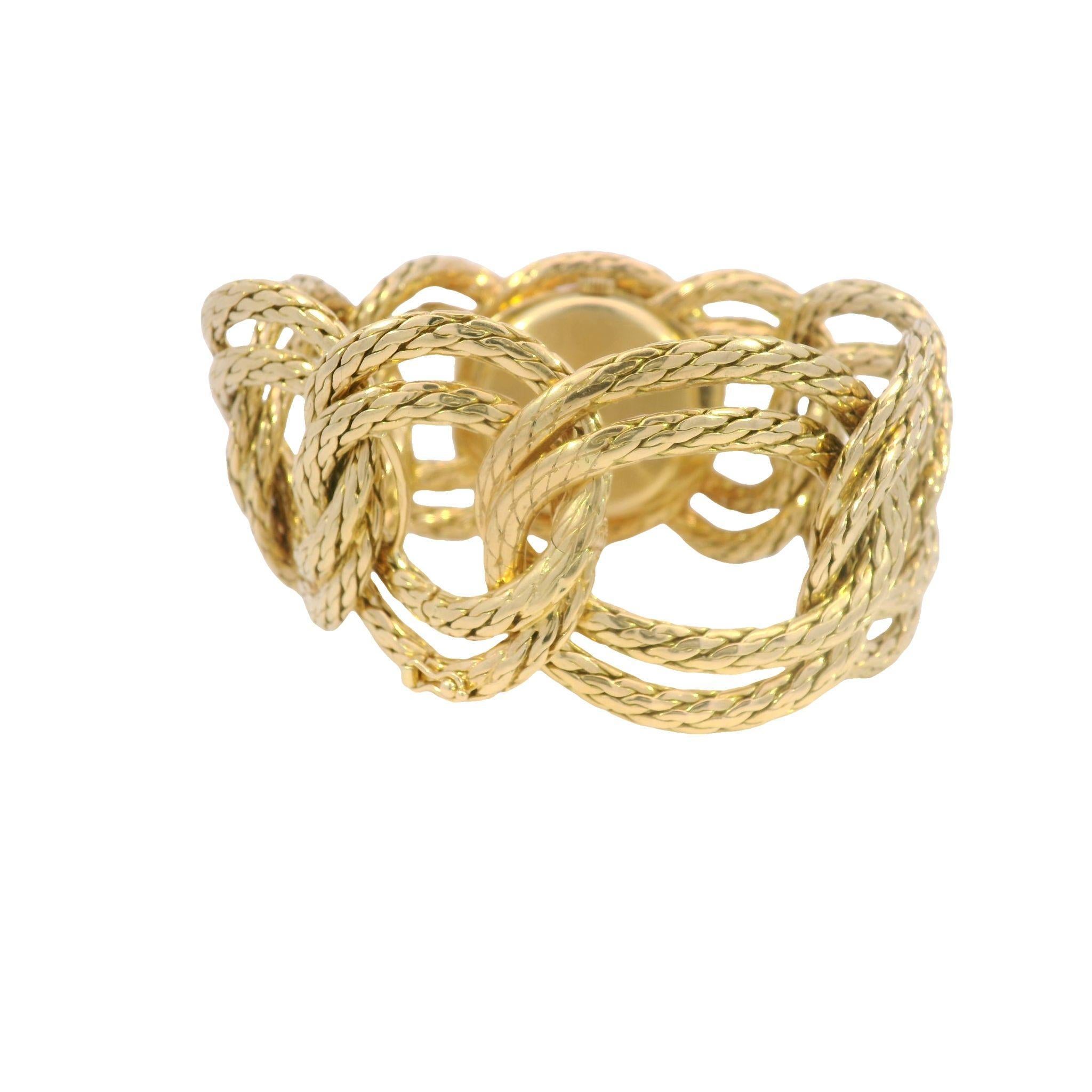 Modern Vintage Gubelin Twisted Rope Link Watch Bracelet in 18K Yellow Gold
