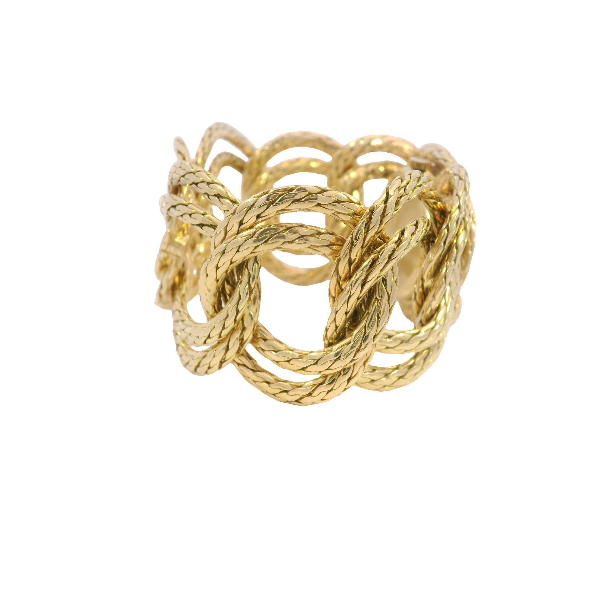 Vintage Gubelin Twisted Rope Link Watch Bracelet in 18K Yellow Gold In Good Condition In Fairfield, CT