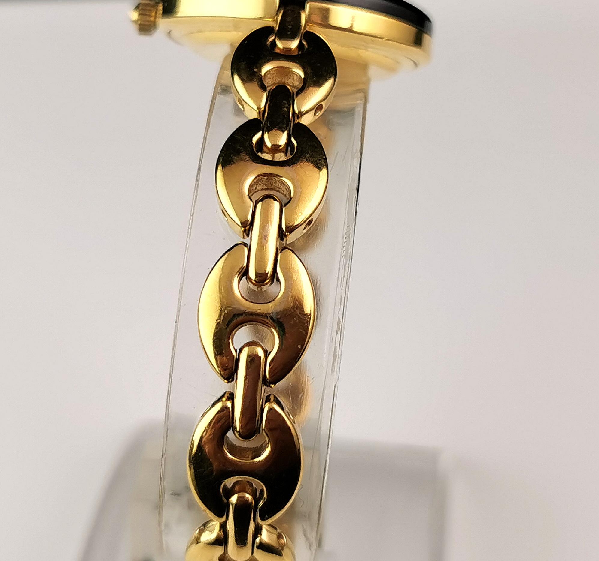 Vintage Gucci 11/12.2 gold plated ladies wristwatch, bracelet strap, Bezels 2