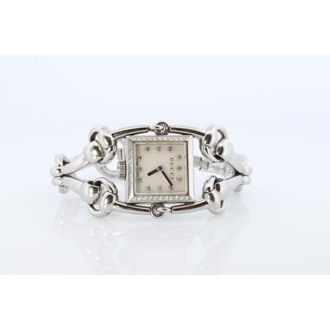 Vintage GUCCI 116,5 Quarz-Uhr Zeitmesser. Gucci MOP-Gesicht mit Diamanten. 4