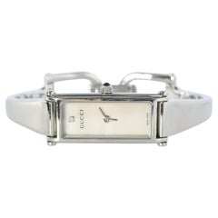 Vintage GUCCI 1500L Quartz Wrist Watch. Gucci Silver Diamond Bangle Watch